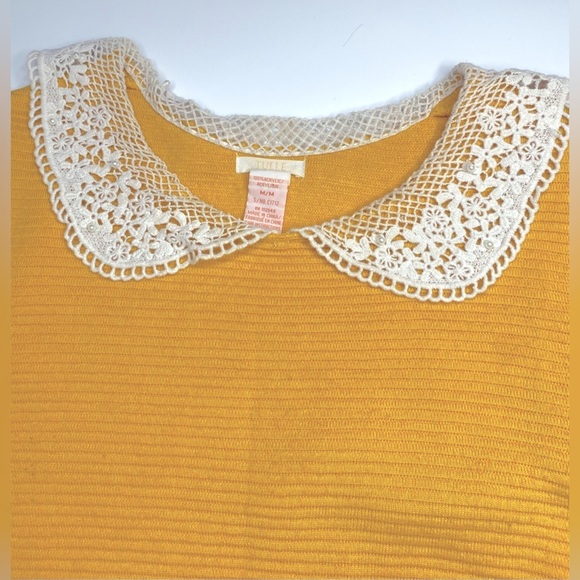 Tulle Fitted Ribbed Mini Dress Sz Med Goldenrod Yellow Anthropologie - Picture 7 of 8